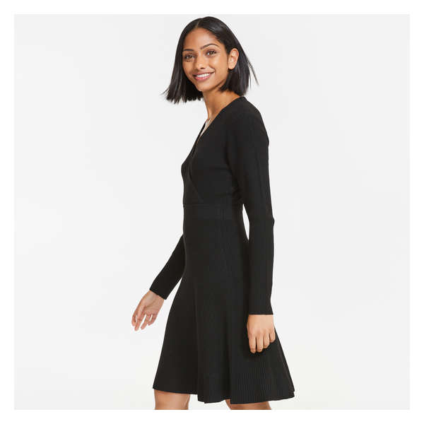 Fit-and-Flare Wrap Dress - JF Black